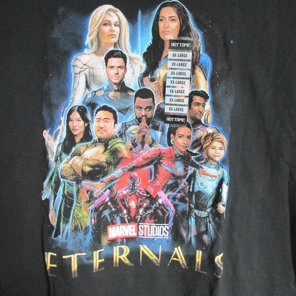 Eternals Movie-Poster Hot Topic Men’s Black Marvel Superhero T-Shirt Size XXL - Picture 2 of 5